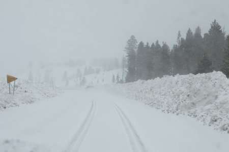 Heel veel sneeuw tussen New Mexico en Colorado op 3200 meter